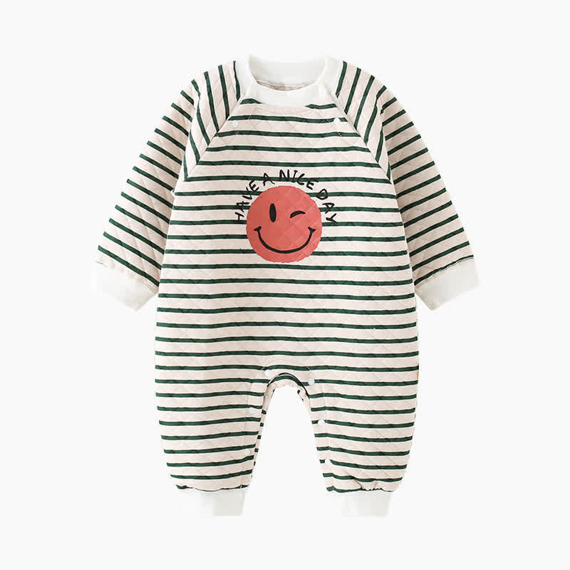 HAVE A NICE DAY Baby Smiley Striped Warm Romper