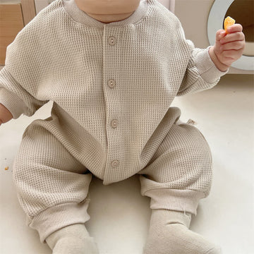 Baby Neutral Solid Color Casual Romper