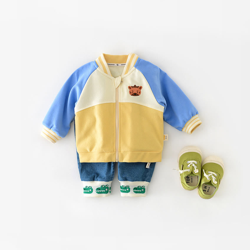 Baby Lion Color Block Zipper 3D Tail Coat