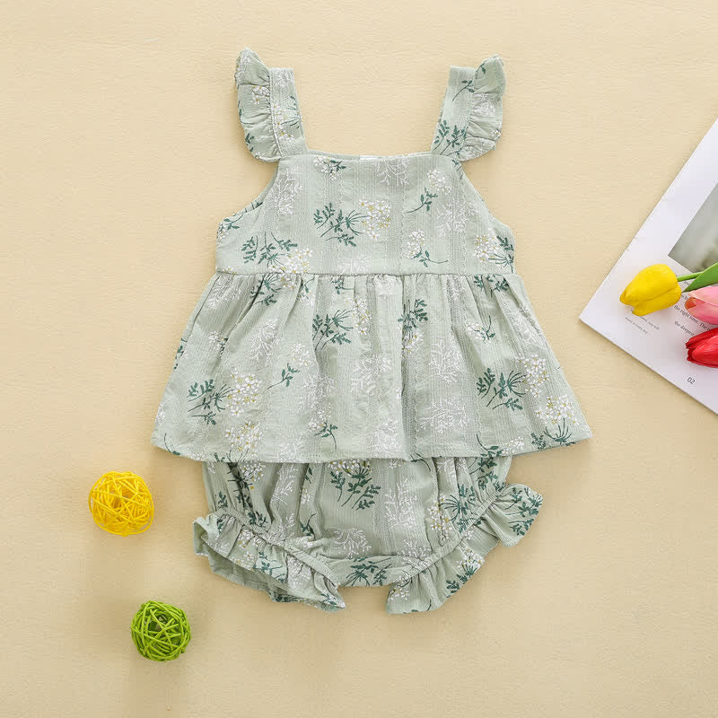 Baby Flower Ruffled Camisole and Shorts Set