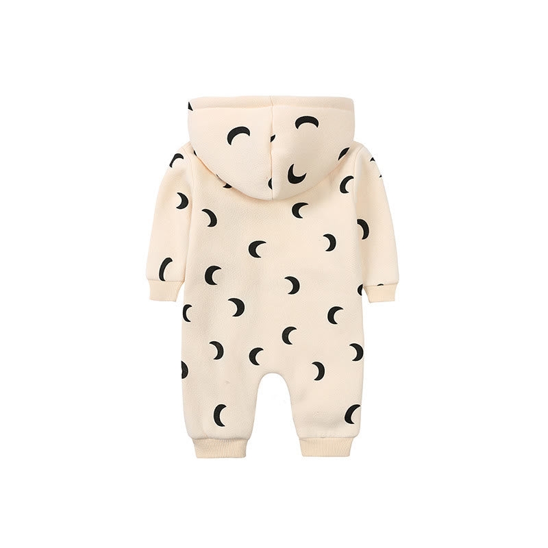 Baby Moon Print Hooded Romper