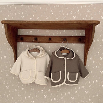 Toddler Earthy Color Hooded Button Pocket Coat