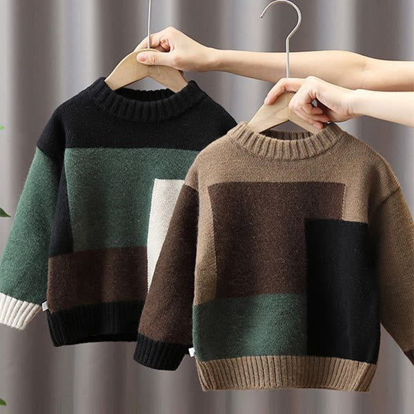 Toddler Boy Casual Color Block Knitted Sweater