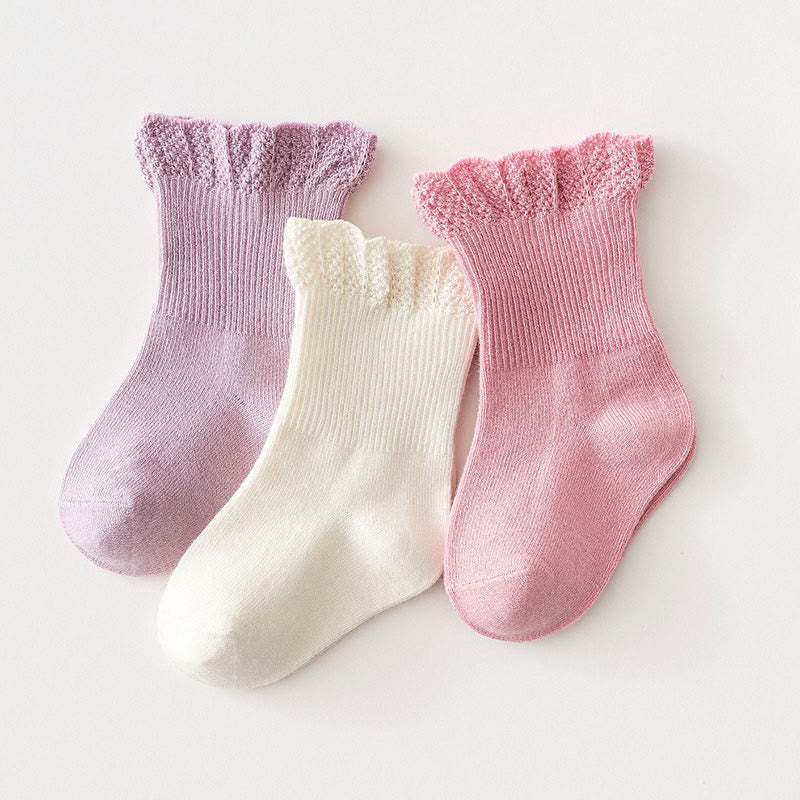 3-pairs Baby Toddler Solid Color Socks