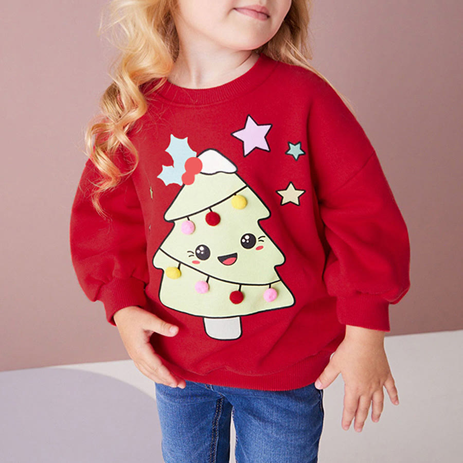 Toddler Girl Star Christmas Tree Casual Sweatshirt