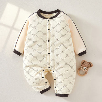 Baby Diamond Bear Quilted Romper