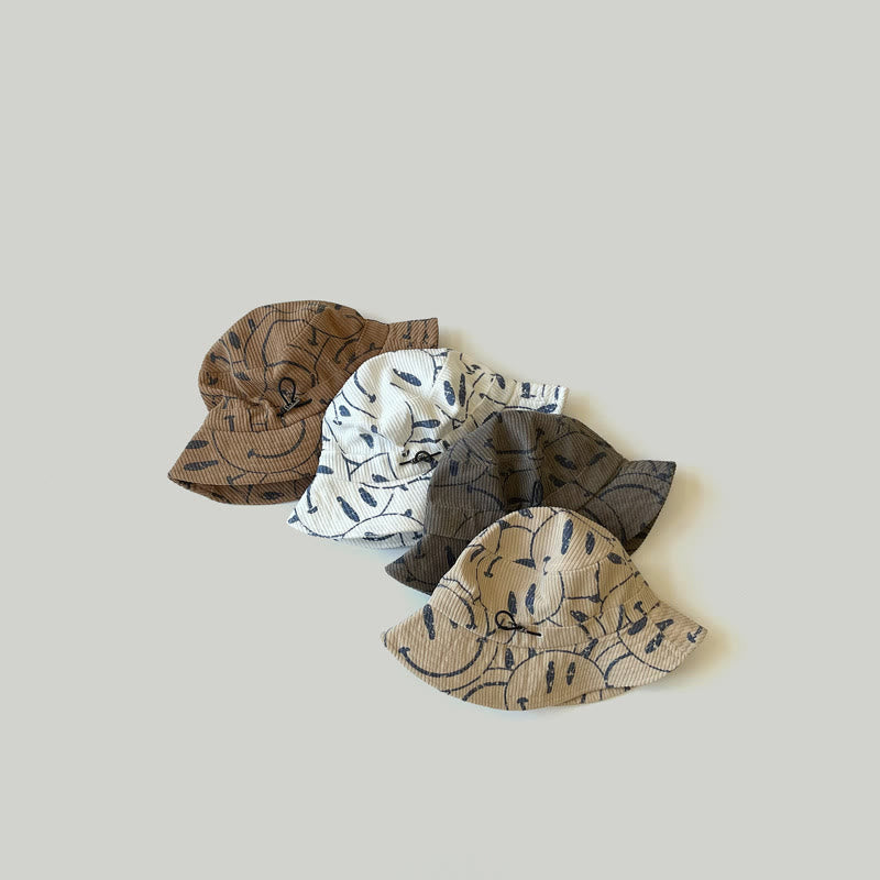 Baby Lovely Happy Face Corduroy Sun Bucket Hat