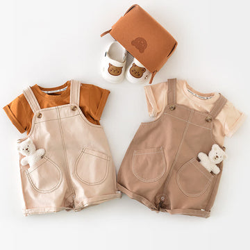 Baby Simple Overalls with Bear Doll