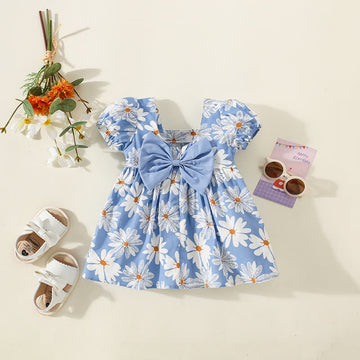 Baby Daisy Bowknot Puff Sleeve Dress