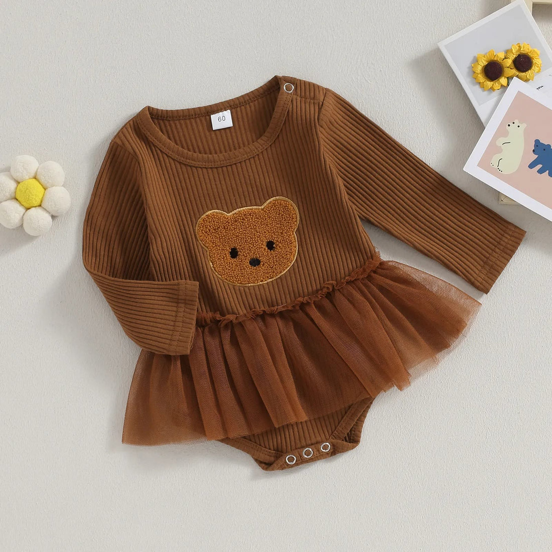 Baby Bear Ribbed Tulle Skirted Bodysuit