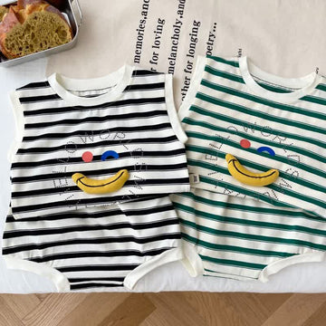 HELLO WORLD SMILE DAY Baby Banana Striped 2 Pieces Set