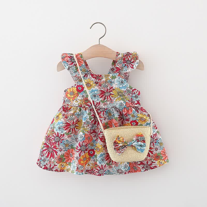 Baby Ruffled Florals Dress with Bag