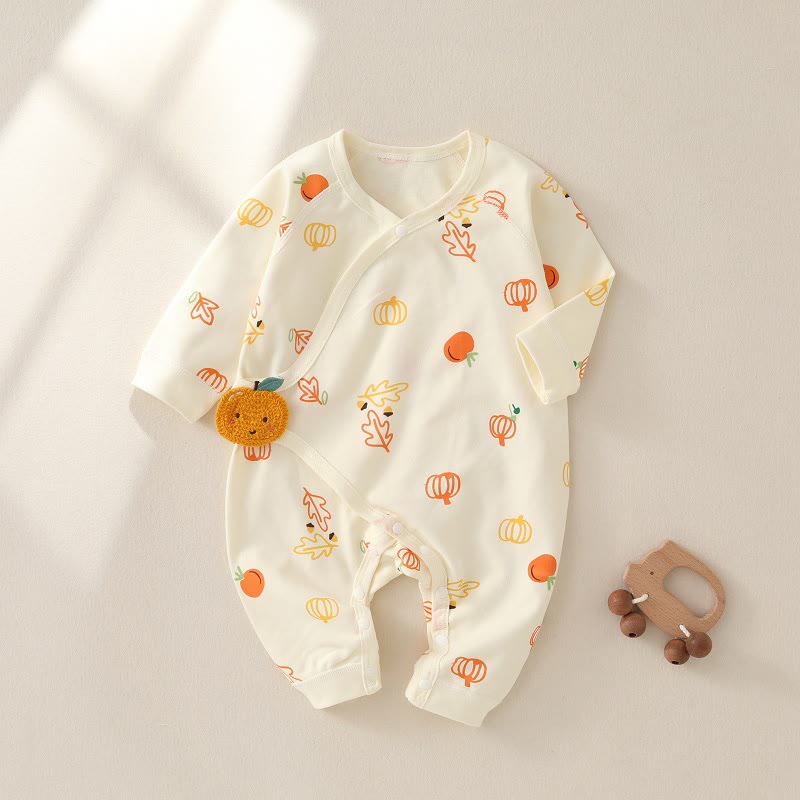 Baby Pumpkin Orange Kimono Romper