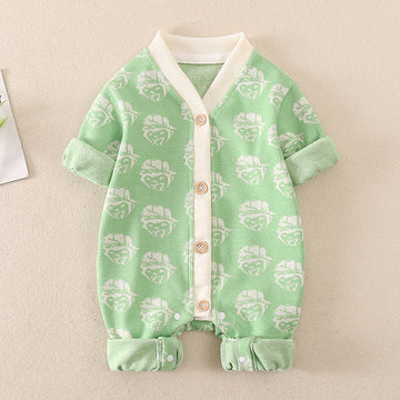 Baby Casual Cartoon Boy Head Romper