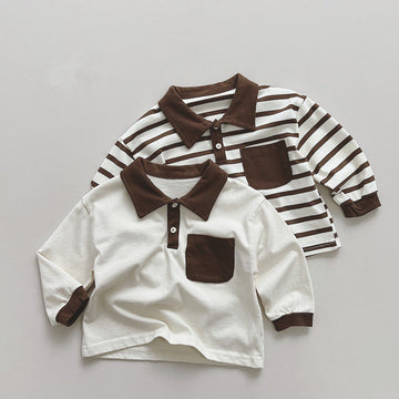 Toddler Striped Collar Pocket Sweatshirt