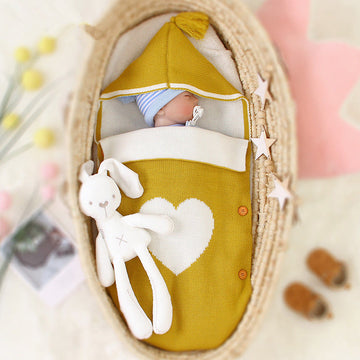 Newborn Baby Heart Knitted Hooded Sleeping Bag