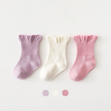 3-pairs Baby Toddler Solid Color Socks