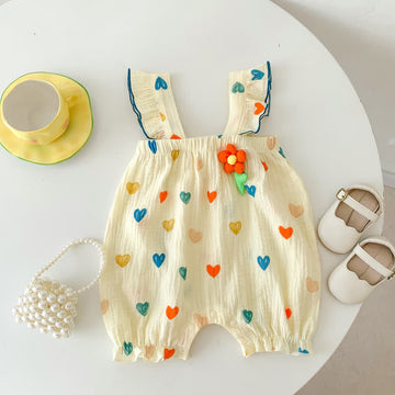 Baby Heart Flower Sleeveless Romper