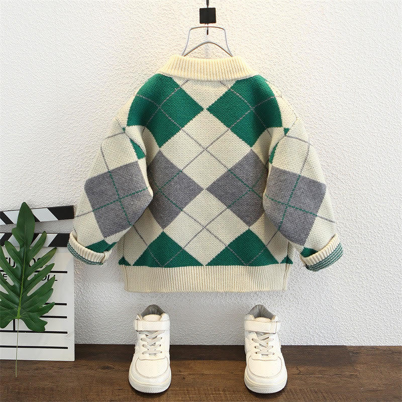 Toddler Boy Diamond Knitted Design Cardigan