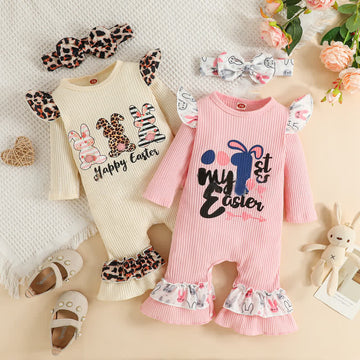 EASTER Baby Ruffled Romper and Headband Set