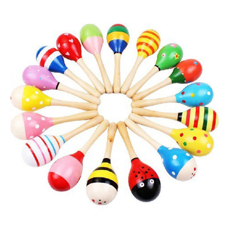 Baby Wooden Ball Toy Sand Hammer Rattle