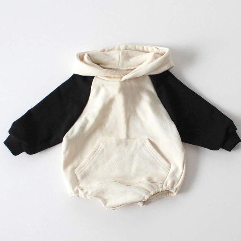 Baby Contrast Sleeve Hooded Bodysuit