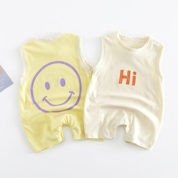 HI Baby Smile Face Sleeveless Romper