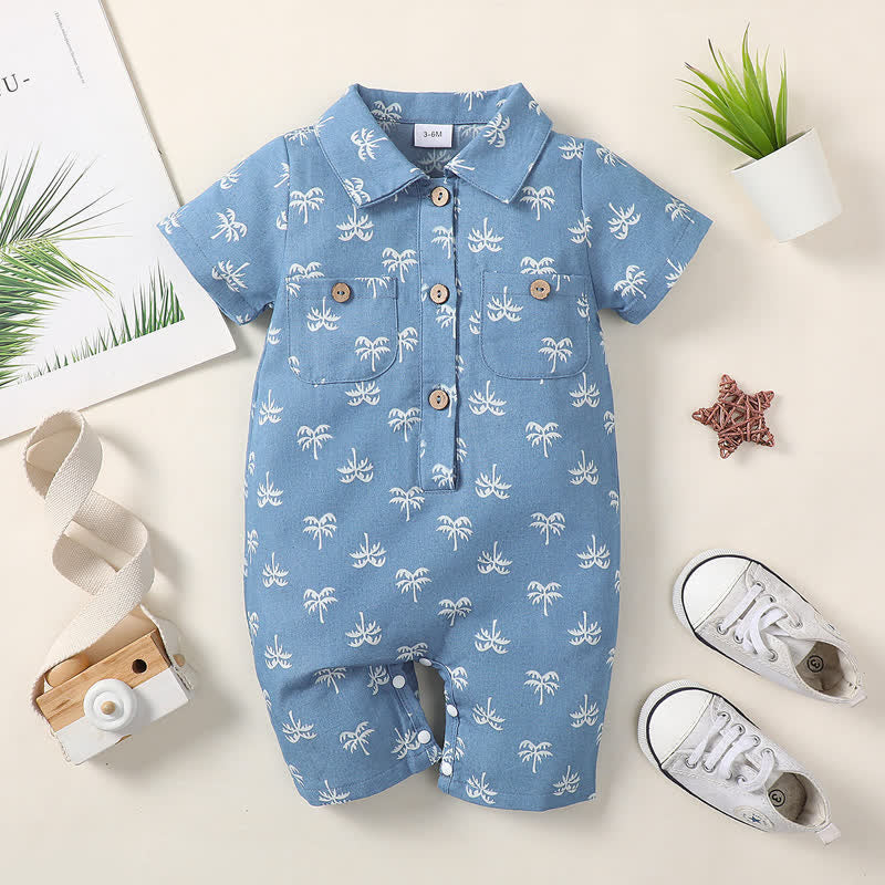 Baby Coconut Tree Polo Collar Romper