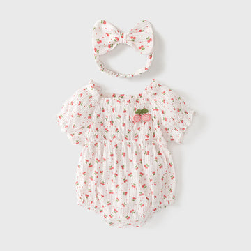 Baby Cherry Bodysuit with Headband