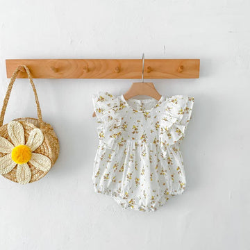 Baby Ruffle Trimmed Flora Vintage Bodysuit