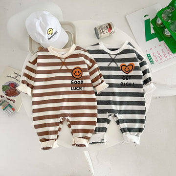 Baby Smile Striped Slogan Romper