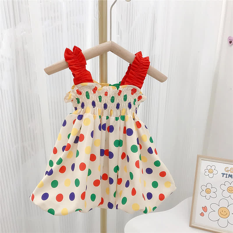Toddler Girl Polka Dot Smocked Sling Dress