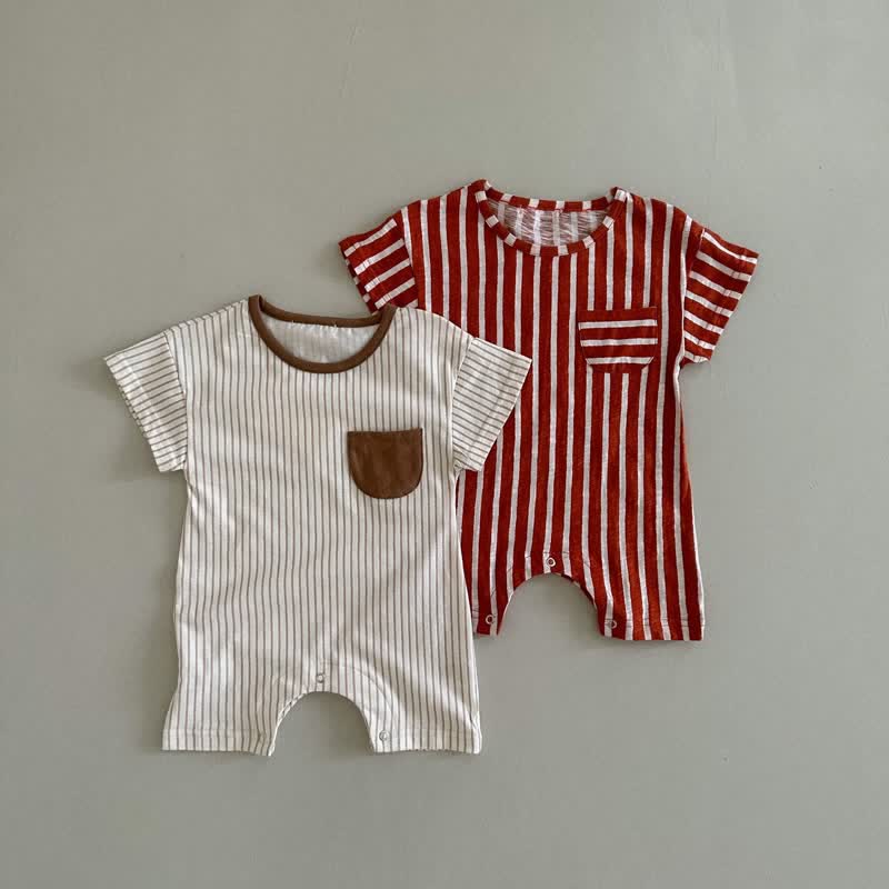 Baby Striped Pocket Casual Romper