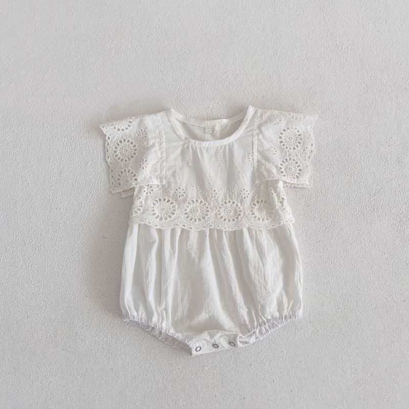 Baby Vintage Hollow Out Lace Trim Bodysuit