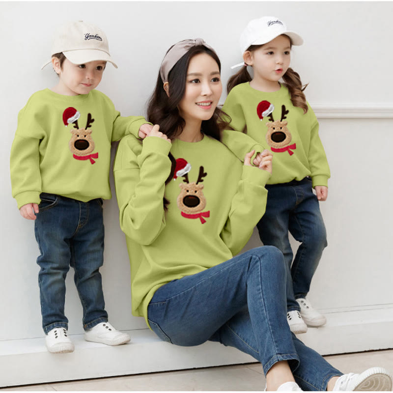 Family Matching Christmas Elk Fleece Lined Sweatshirt