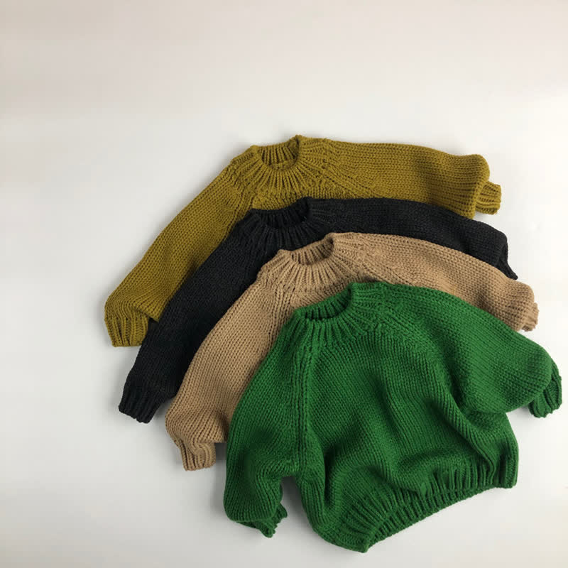 Toddler Boy Solid Color Retro Sweater