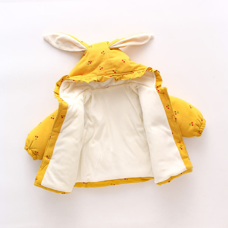 Toddler Cherry Bunny Fleece Lined Coat with Bag