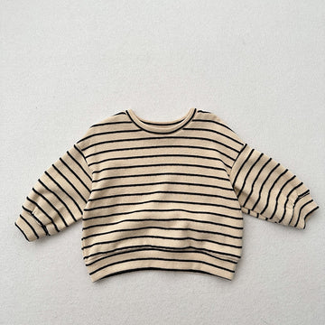 Toddler Round Neck Apricot Striped Soft T-shirt