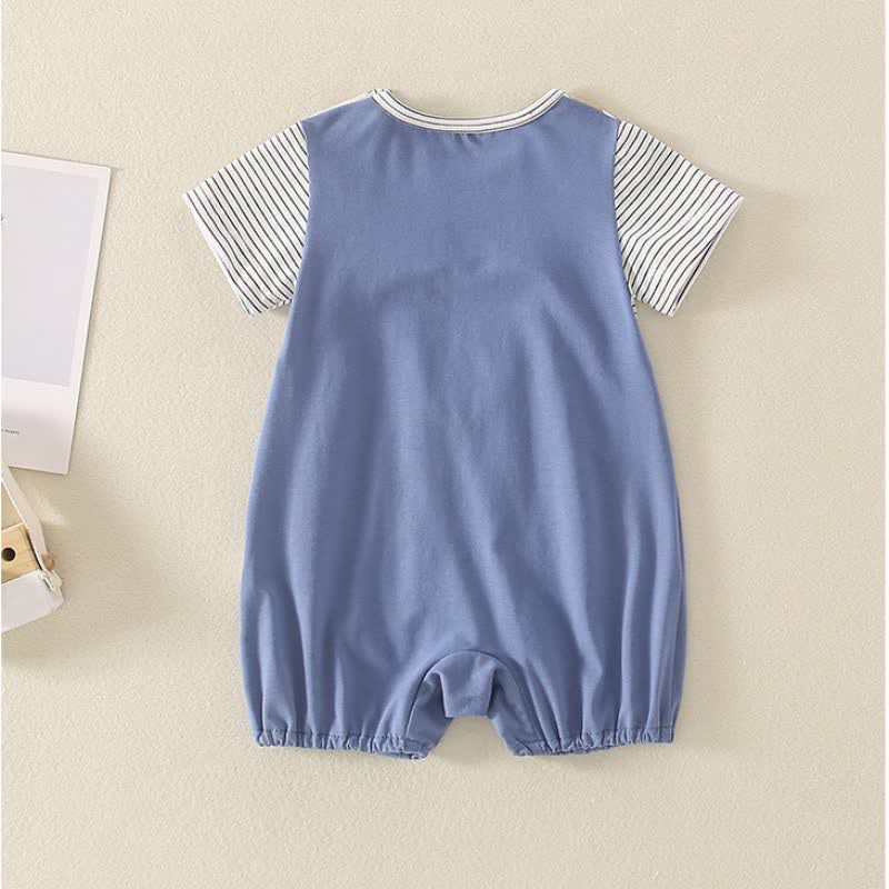 Baby Striped Bear Splicing Casual Romper