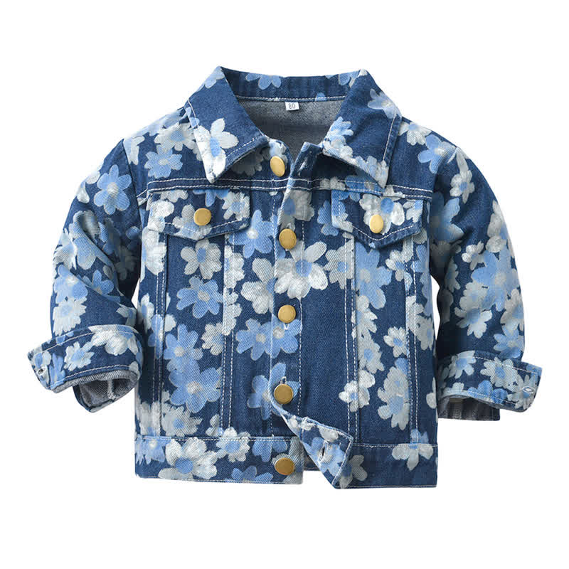 Baby Toddler Flower Denim Jacket and Pants Set