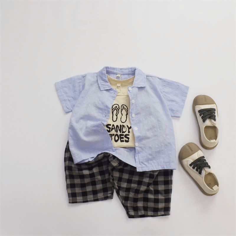 Toddler Boy Retro Plaid Linen Capri Pants