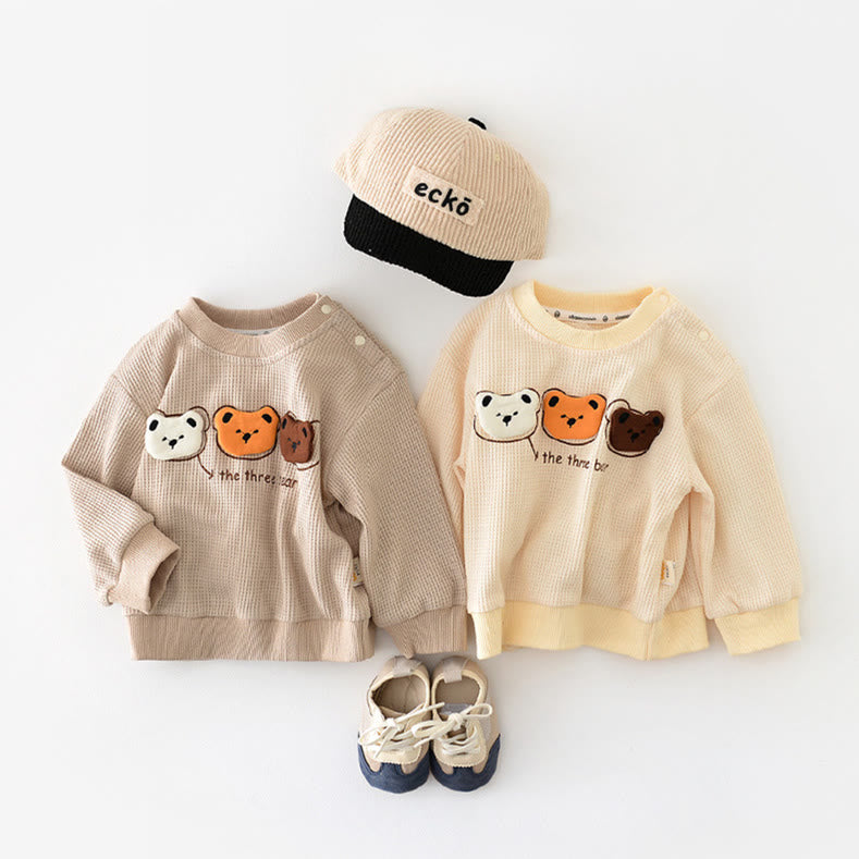 THE THREE BEAR Baby Cartoon Waffle Cute Sweatshirt