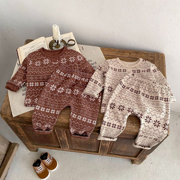 Baby Christmas Snow Printed Pajamas 2 Pieces Set