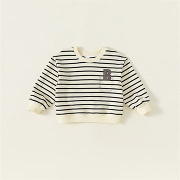 B Toddler Striped Fake Pocket Black Sweatshirt