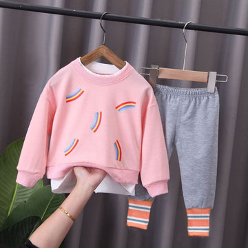 Baby Rainbow Casual Sweatsuit 2 Pieces Set