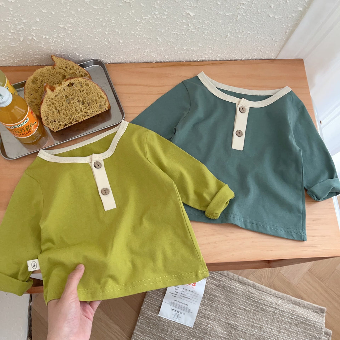 Baby Color Block Button Sweatshirt