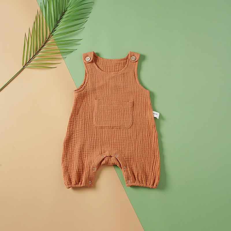 Baby Solid Color Sleeveless Casual Romper