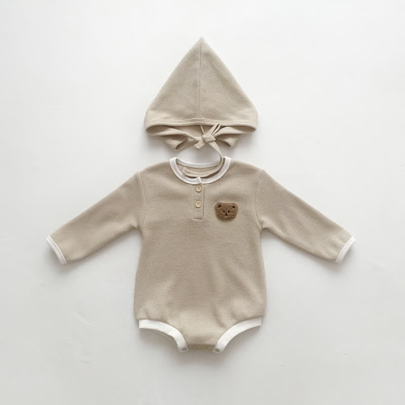 Baby Bear Crew Neck Bodysuit with Bonnet