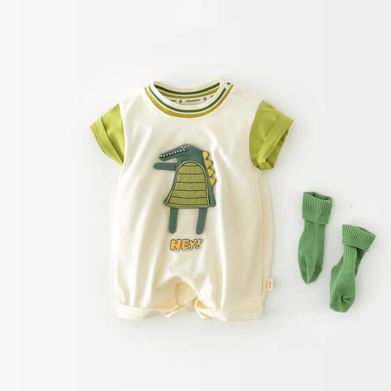 HEY Baby Dinosaur Color Block Romper