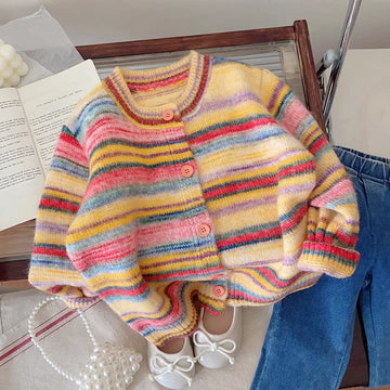 Toddler Girl Rainbow Soft Cardigan